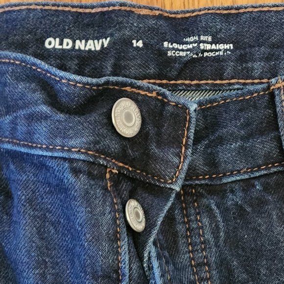Old Navy High Rise Slouchy Straight Secret Slim Pockets Button fly Size 14 - Picture 11 of 11